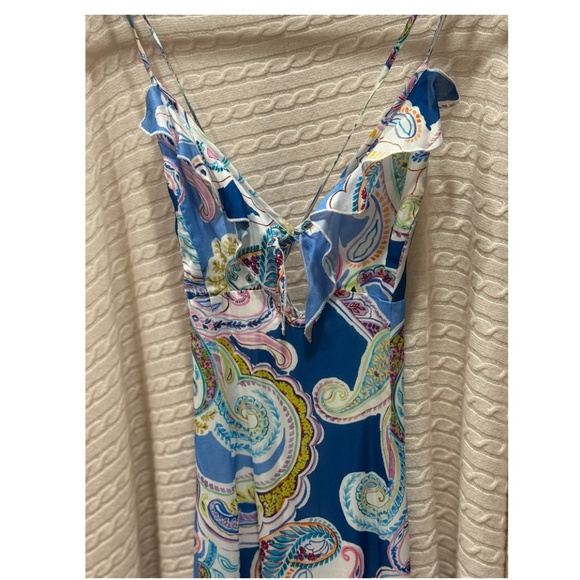 Milly Edra Paisley Ruffle Maxi Dress Blue Multi | Size 2 - Picture 10 of 15